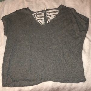 Express grey top with back appliqué